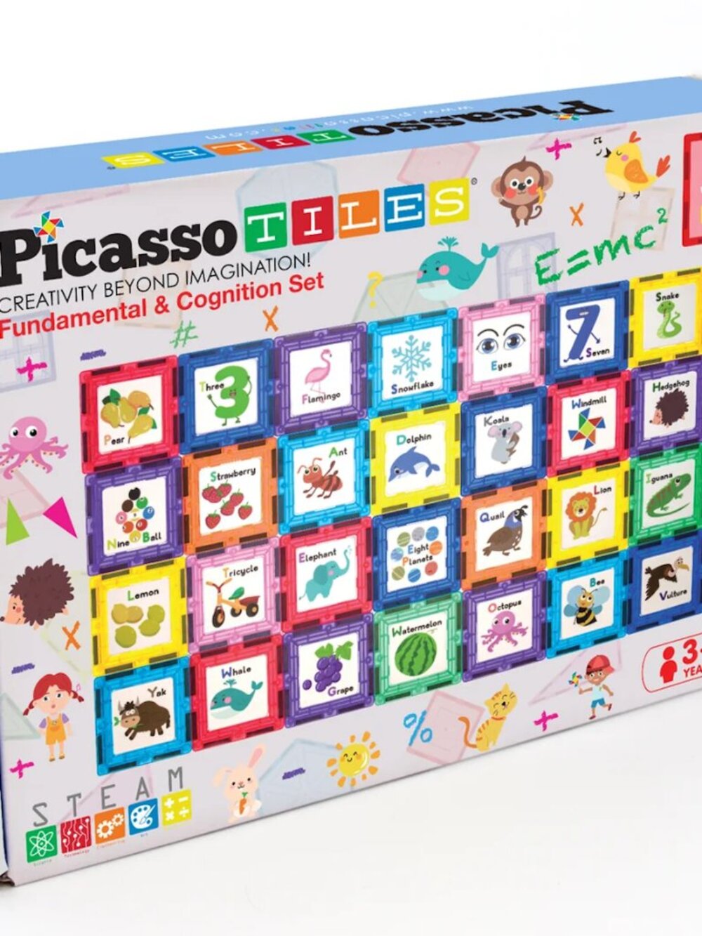 Kids Fundamental & Cognition Set - Multicolor Magnetic Tiles (56 Pieces)